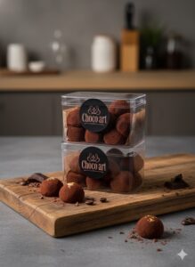 ترافل الشوكولاتة الداكنة (70% كاكاو) مع لمسة من القهوة، خالية من السكر